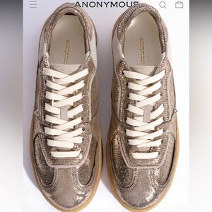 🌼FOUND🌼 Anonymous Copenhagen Dabbie Metallic Gold Glitter Sneakers SIZE 38